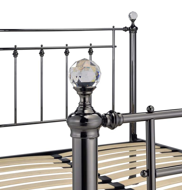 Libro Black Chrome Dual Finial Double Bed Frame
