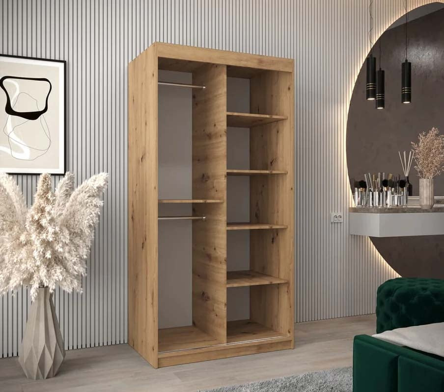 Ripon Rustic Oak Sliding Door Wardrobe 100cm