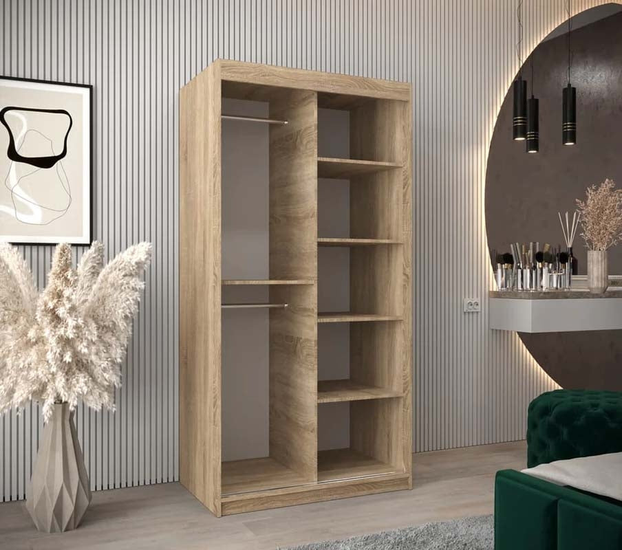 Ripon Light Oak Sliding Door Wardrobe 100cm
