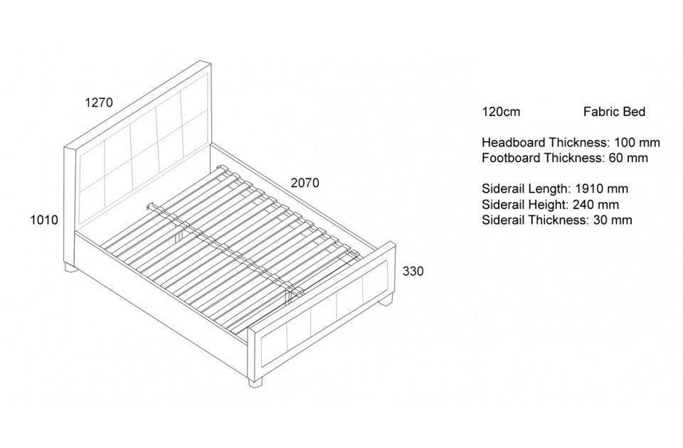 Hann Steel Crushed Velvet Three Quarter Bed Frame