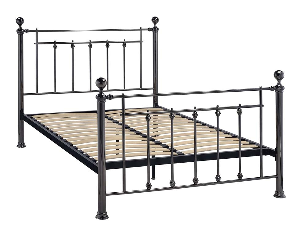 Libro Black Chrome Dual Finial Double Bed Frame