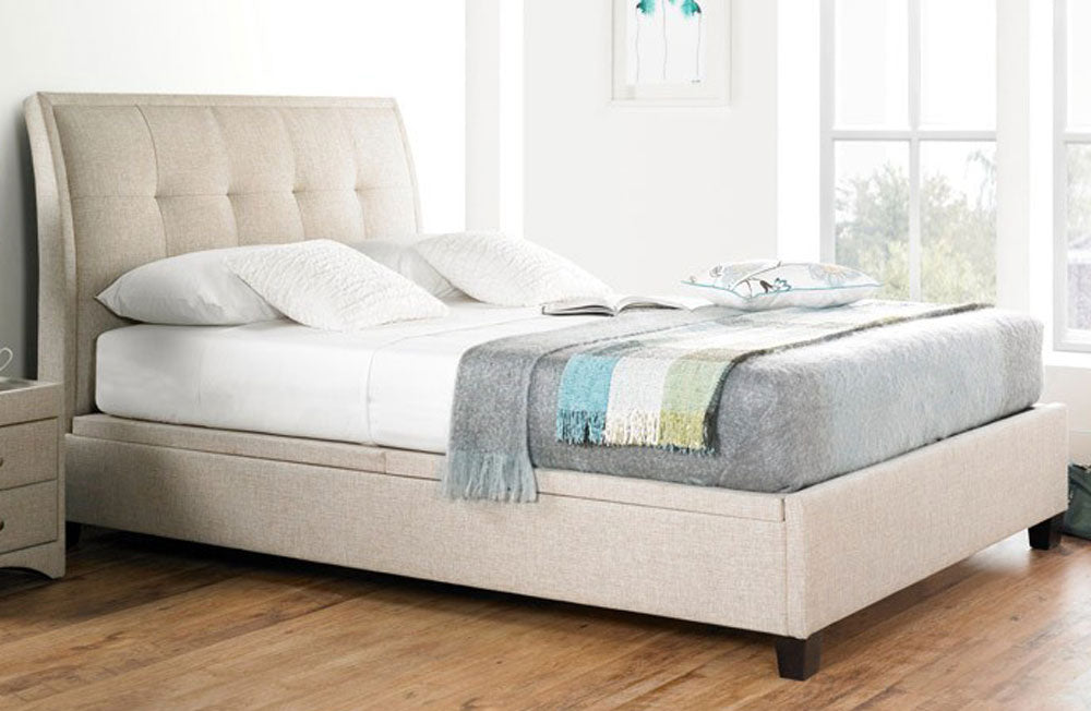 Acclaim Oatmeal King Size Ottoman Storage Bed Frame