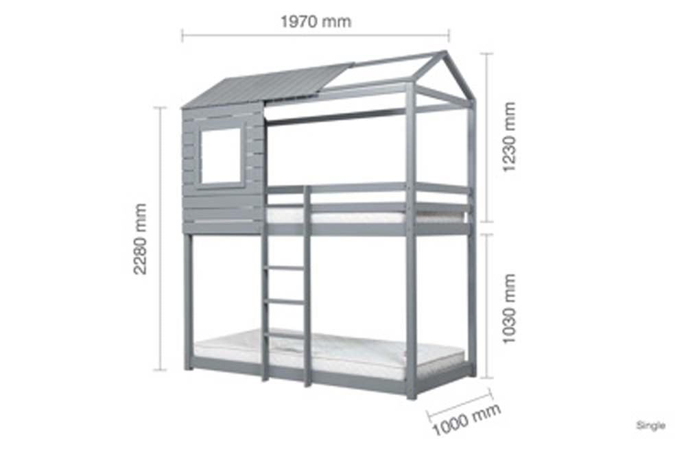 Grey Tree House Bunk Bed