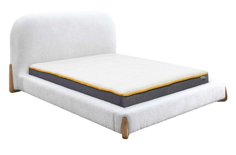 Alfred White Boucle Double Bed Frame