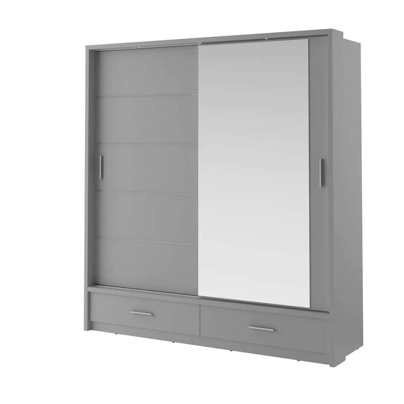 Newcastle Grey Sliding Door Wardrobe 200cm With Lights