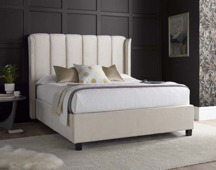 Aura Stone Velvet  Double Ottoman Bed Frame