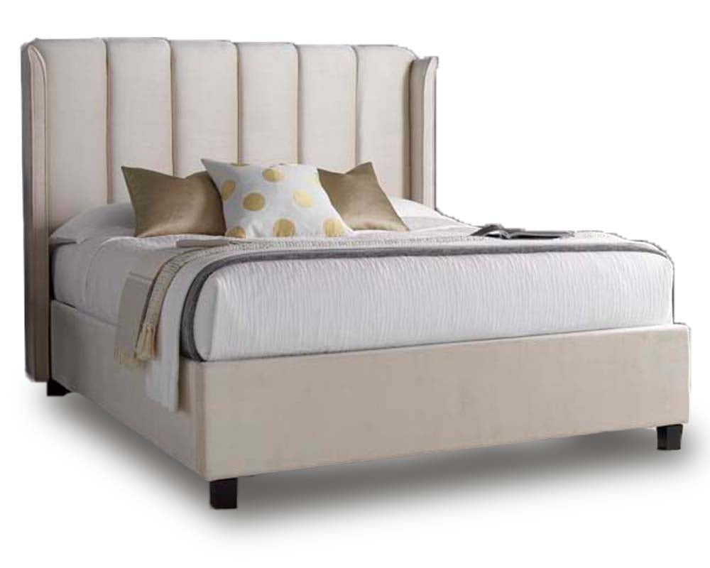 Aura Stone Velvet  Double Ottoman Bed Frame