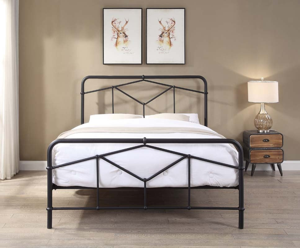 Acton Sand Black Double Bed Frame