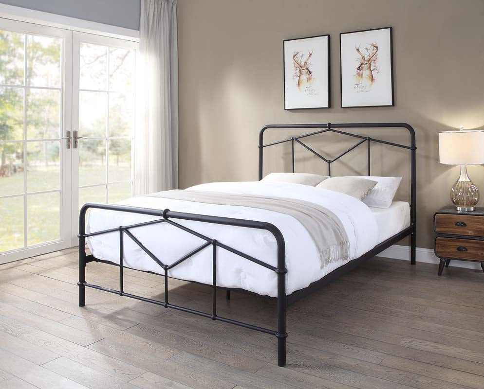 Acton Sand Black Double Bed Frame
