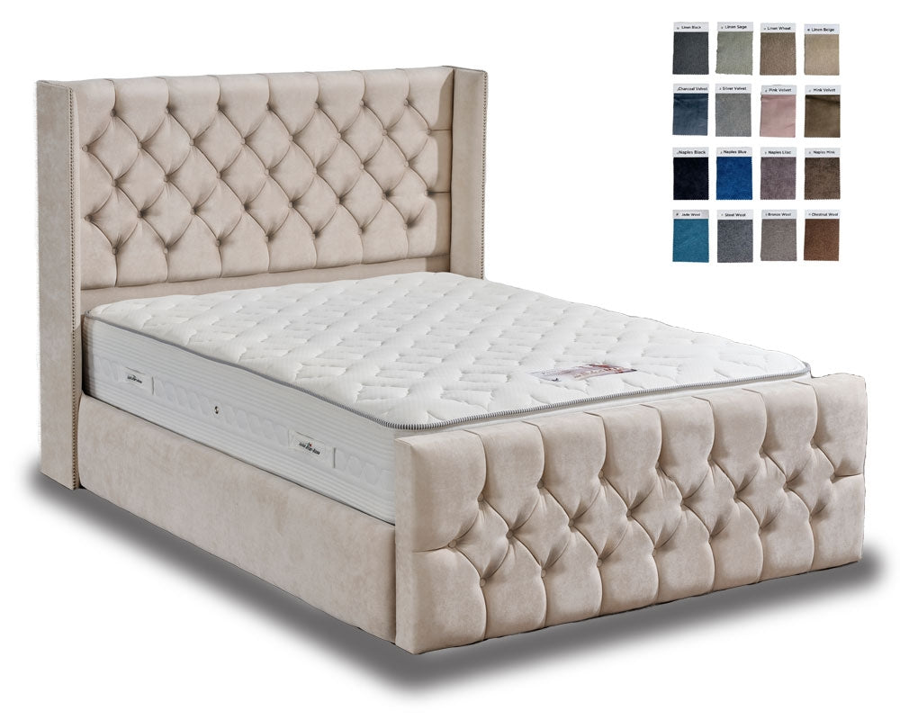 Belgravia Winged Upholstered King Size Bed Frame