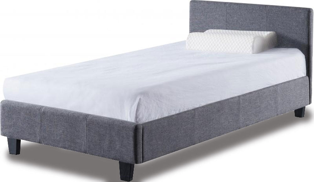Berlin Parade Grey Fabric Single Bed Frame