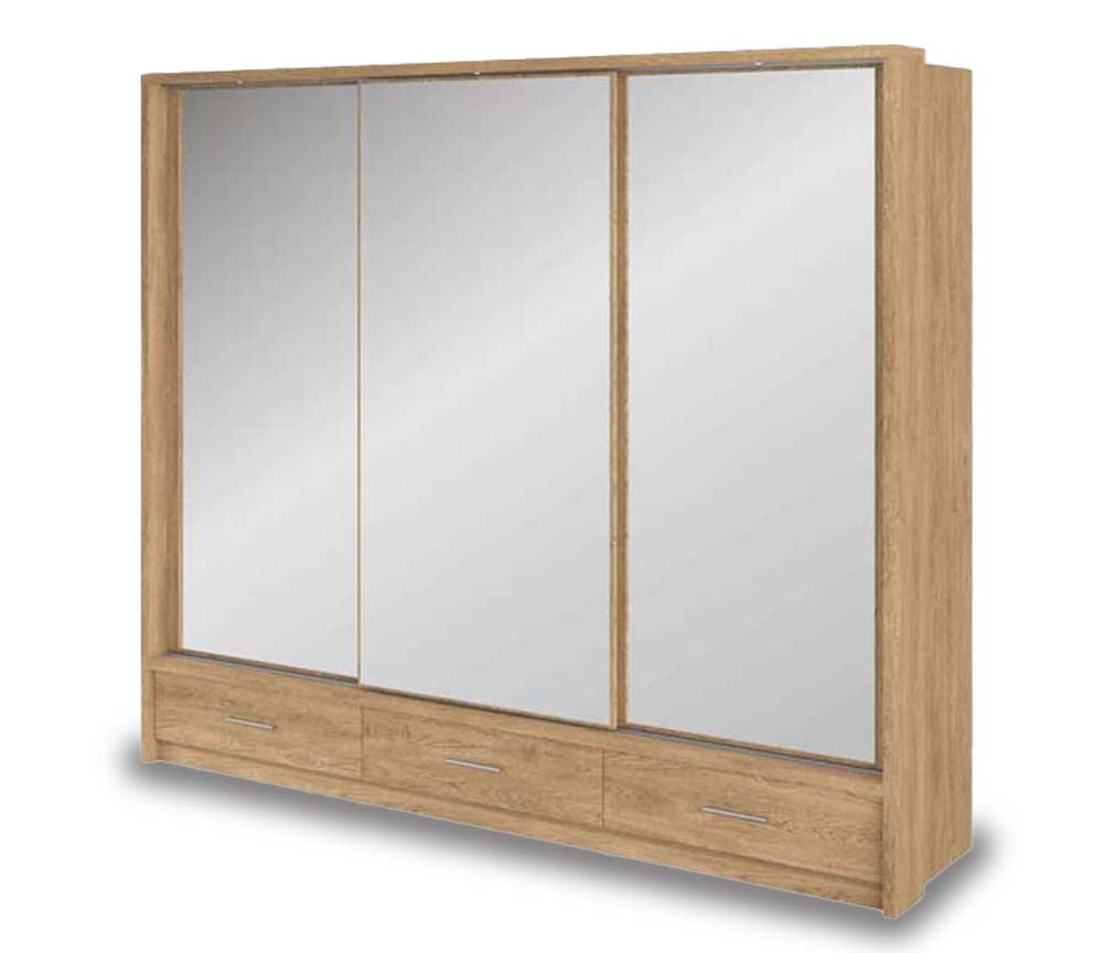 Cardiff Oak Sliding Door Wardrobe 250cm With Lights