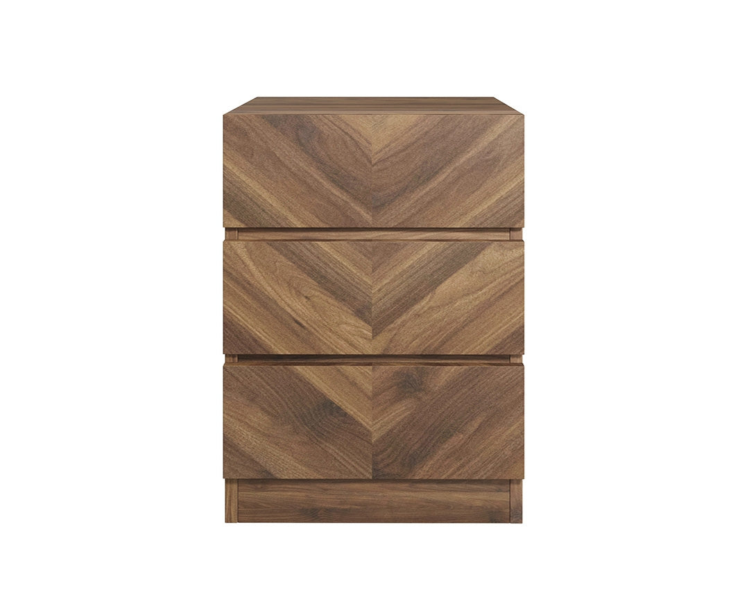 Catalan Walnut 3 Drawer Bedside