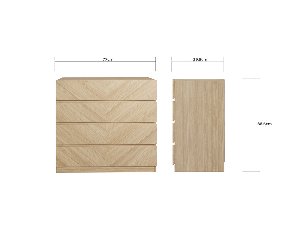 Catalan Oak 4 Drawer Chest