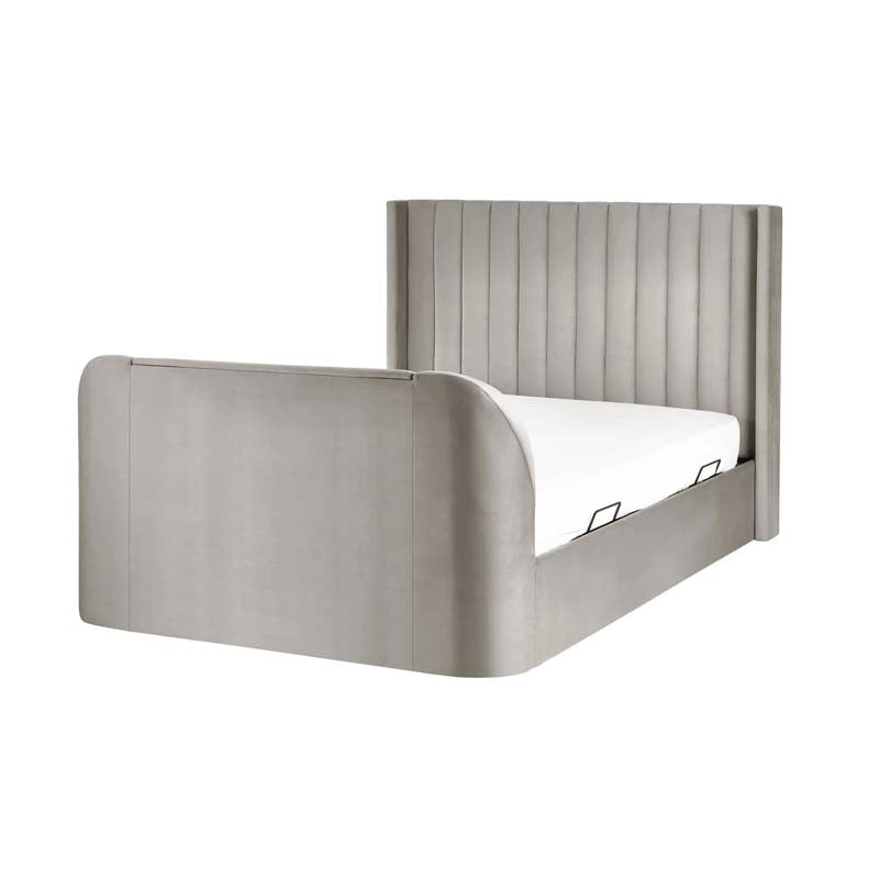 Clarke Light Grey King Size Ottoman TV Bed Frame