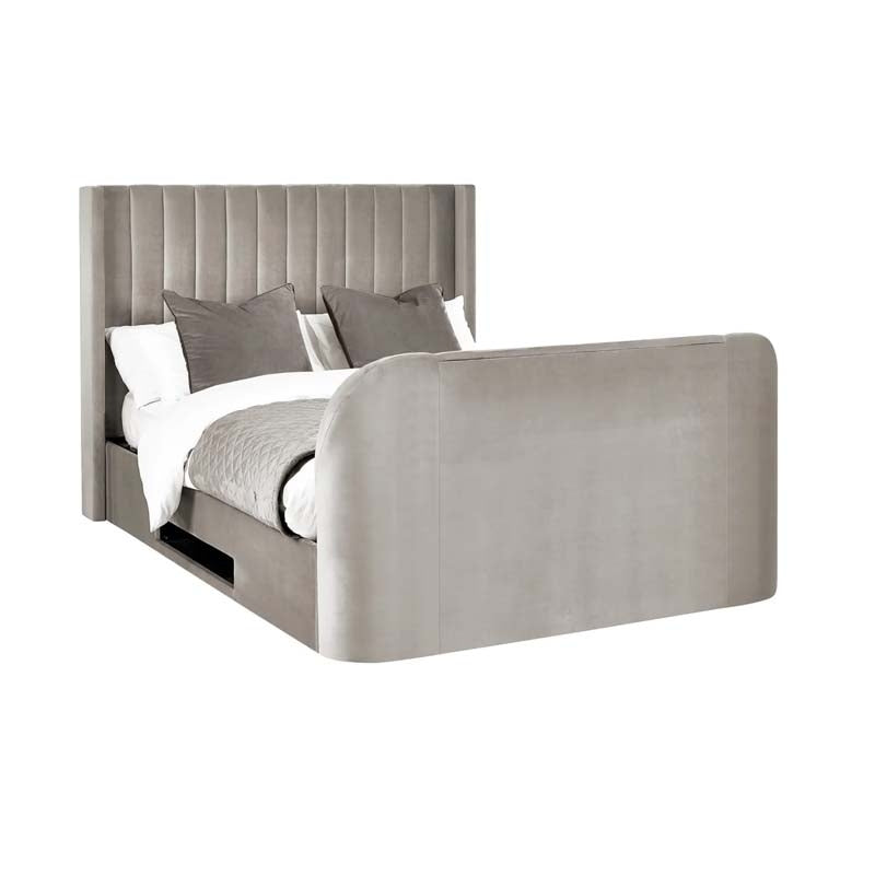 Clarke Light Grey King Size Ottoman TV Bed Frame