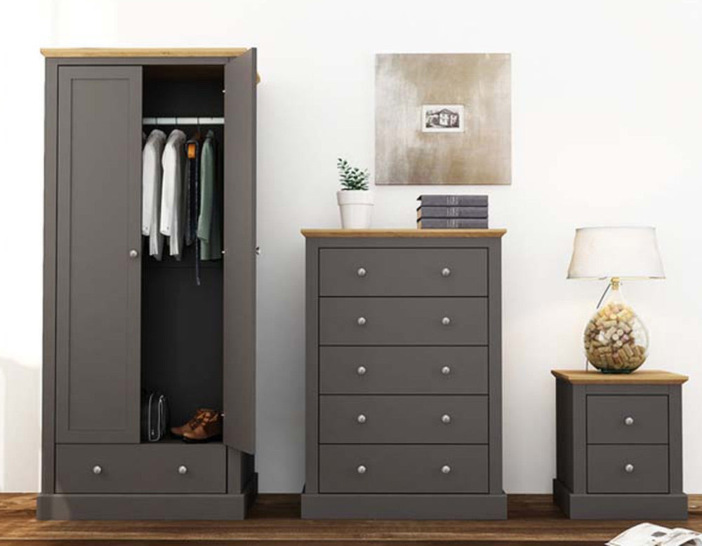 Dawlish Charcoal 2 Door 1 Drawer Wardrobe