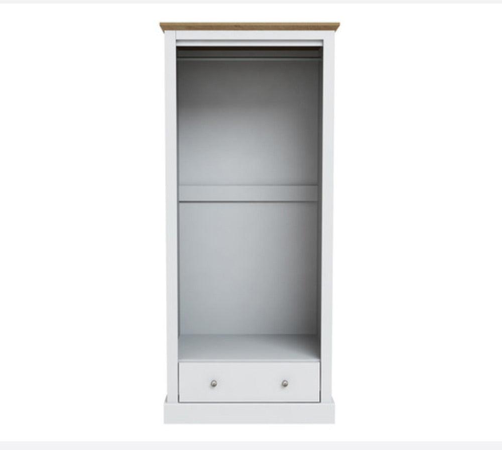 Dawlish White 2 Door 1 Drawer Wardrobe