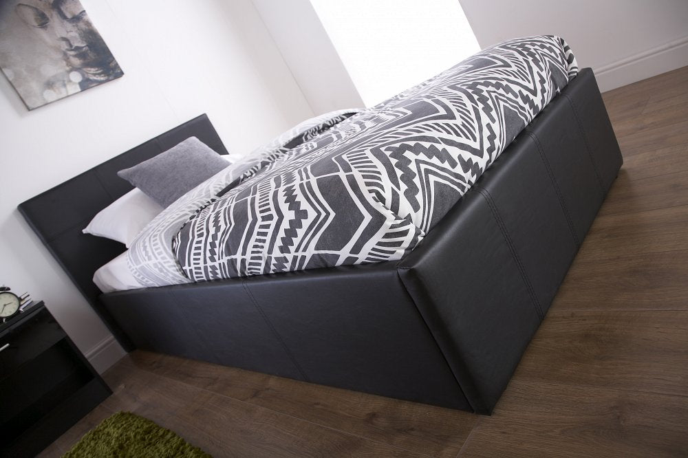 End Lift Ottoman Storage Black Double Bed Frame