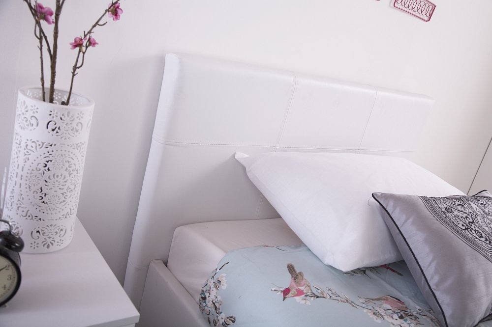 End Lift Ottoman Storage White Single Bed Frame