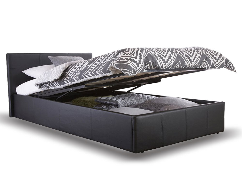 End Lift Ottoman Storage Black Double Bed Frame