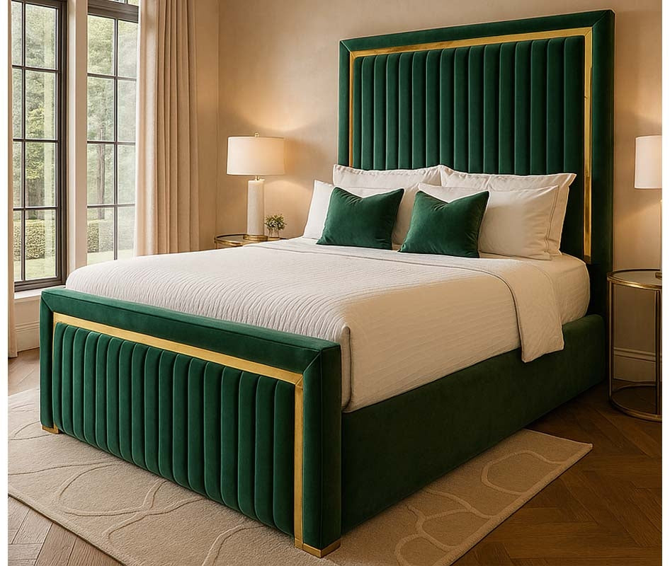 Rule The Room Gold Strip Double Bed Frame