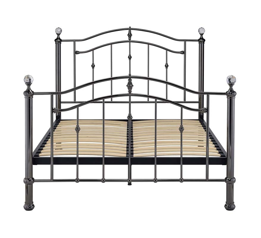 Callipso Black Chrome Dual Finial Double Bed Frame