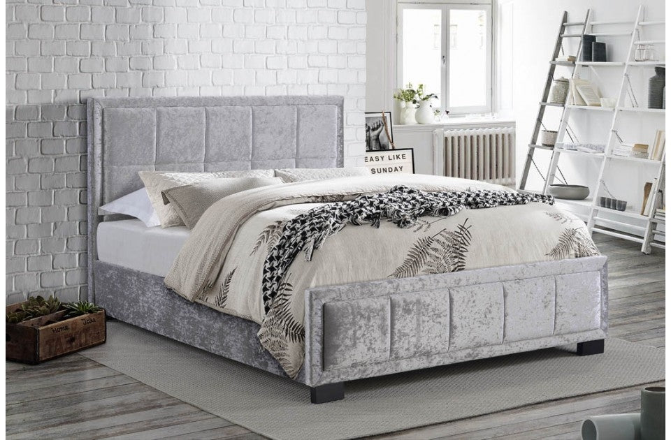 Hann Steel Crushed Velvet Three Quarter Bed Frame