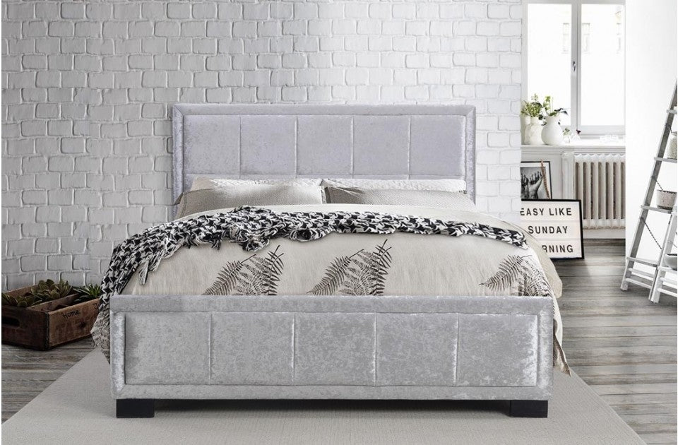 Hann Steel Crushed Velvet Three Quarter Bed Frame