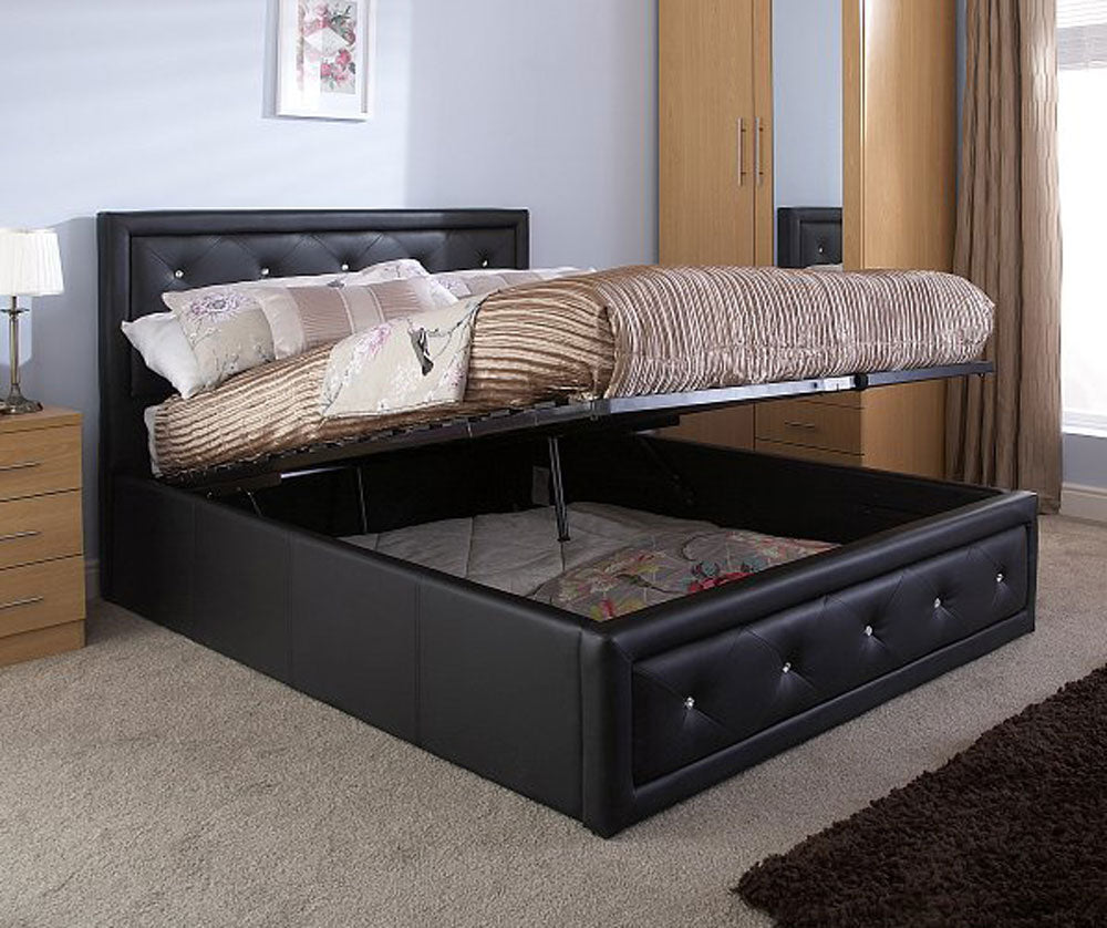 Holly Black Double Ottoman Storage Bed Frame