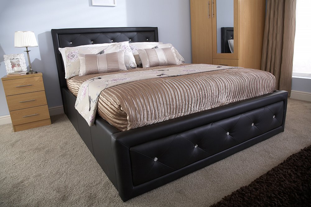 Holly Black Double Ottoman Storage Bed Frame