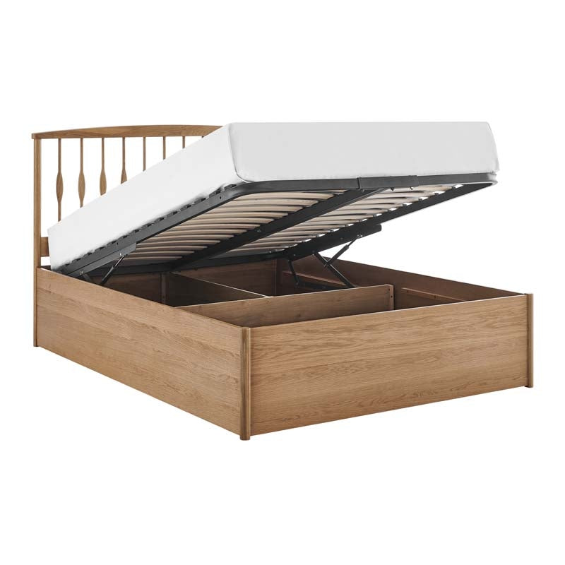 Trinity Oak Double Ottoman Storage Bed Frame