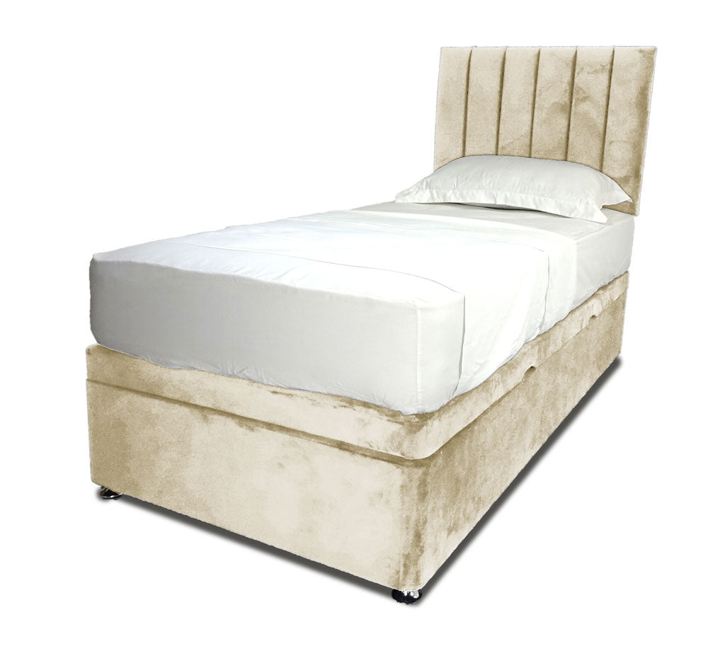 Pebble Single Side Lift Ottoman Divan Base With Horizon Headboard