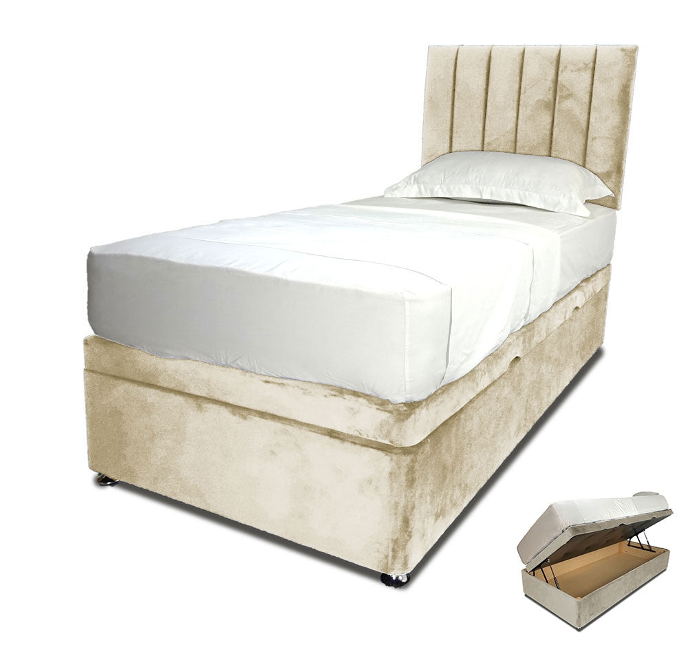 Pebble Single Side Lift Ottoman Divan Base With Horizon Headboard