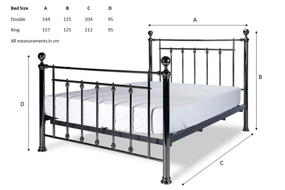 Libro Black Chrome Dual Finial Double Bed Frame