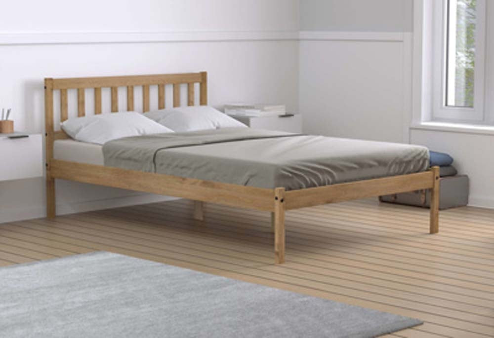 Lisa Waxed Pine Double Bed Frame