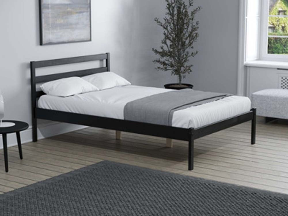 Luna Black Pine Single Bed Frame