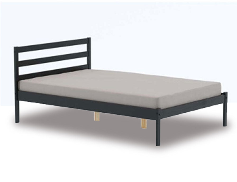 Luna Black Pine Double Bed Frame