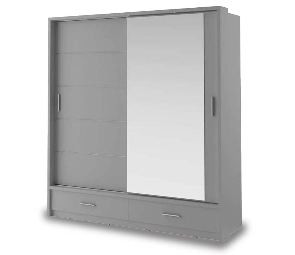Newcastle Grey Sliding Door Wardrobe 200cm With Lights