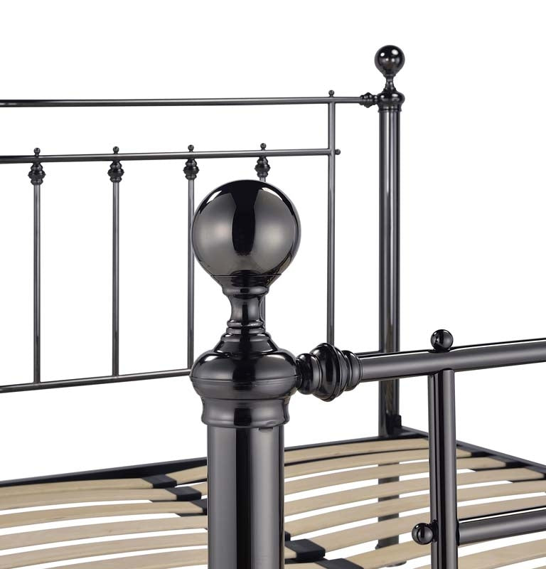 Libro Black Chrome Dual Finial Double Bed Frame
