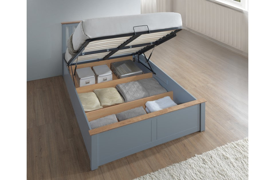 Flame Stone Grey Three Quarter Ottoman Storage Bed Frame