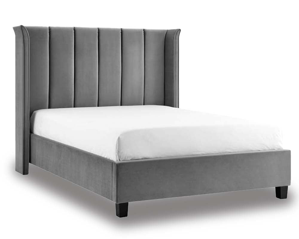 Planet Silver Grey Winged King Size Bed Frame