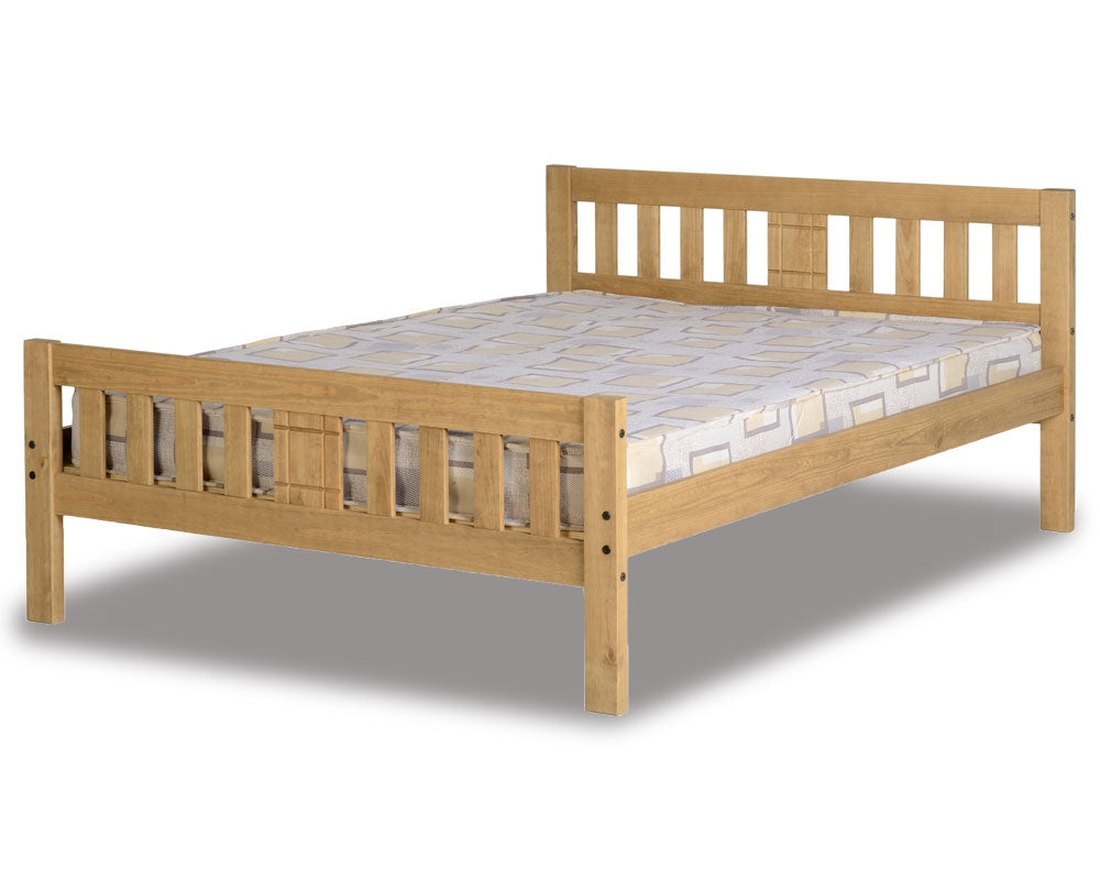 Ria Antique Waxed Pine Double Bed Frame