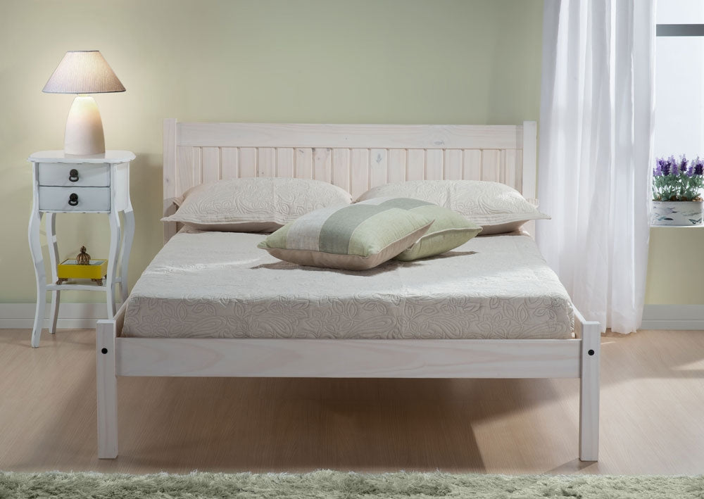 Ryan White Wash Pine Double Bed Frame