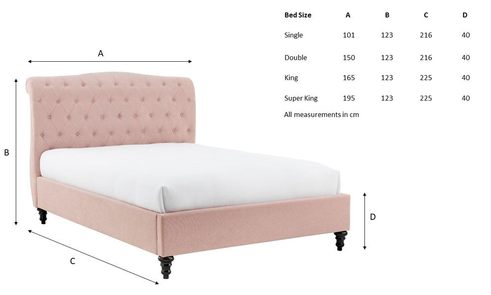 Rosemary Pink Super King Size Bed Frame