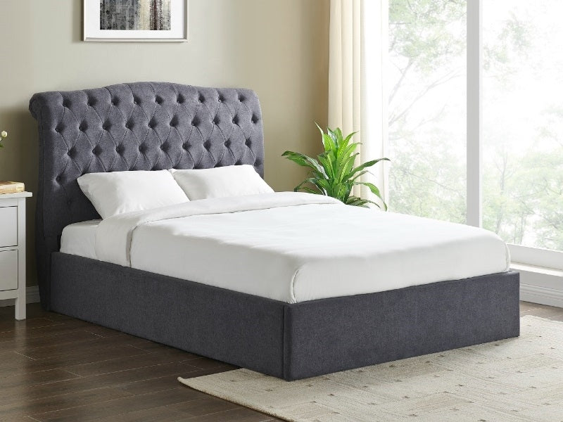 Rosemary Dark Grey Double Ottoman Bed Frame