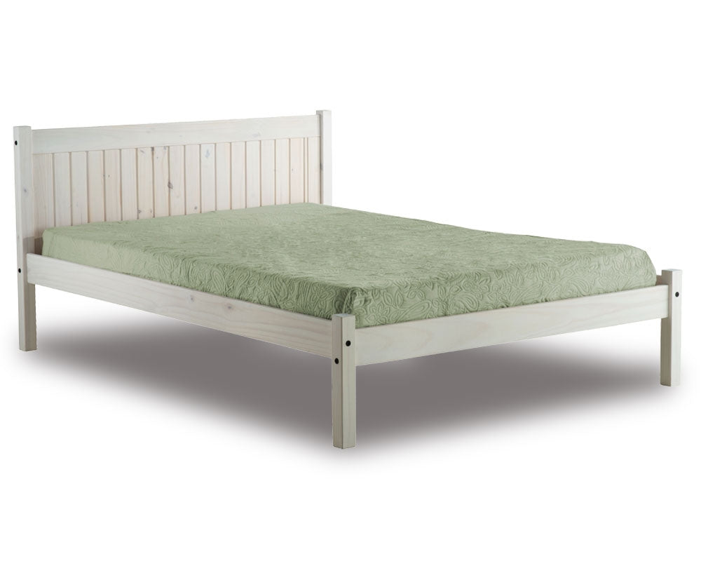 Ryan White Wash Pine Double Bed Frame