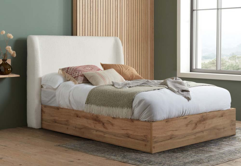 Halfren White Double Ottoman Bed Frame