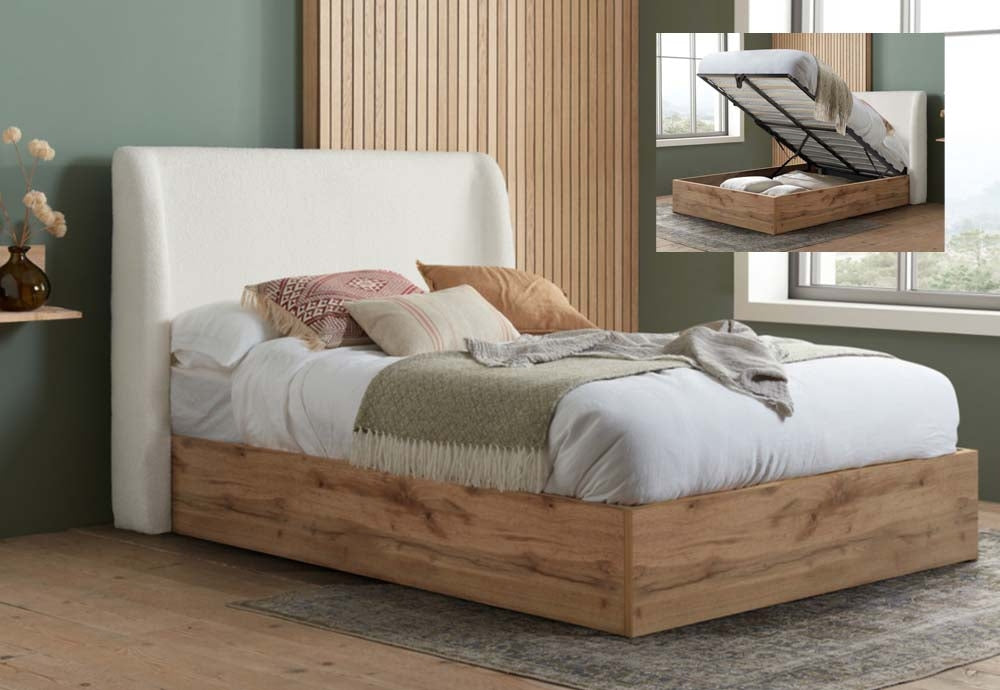 Halfren White Double Ottoman Bed Frame