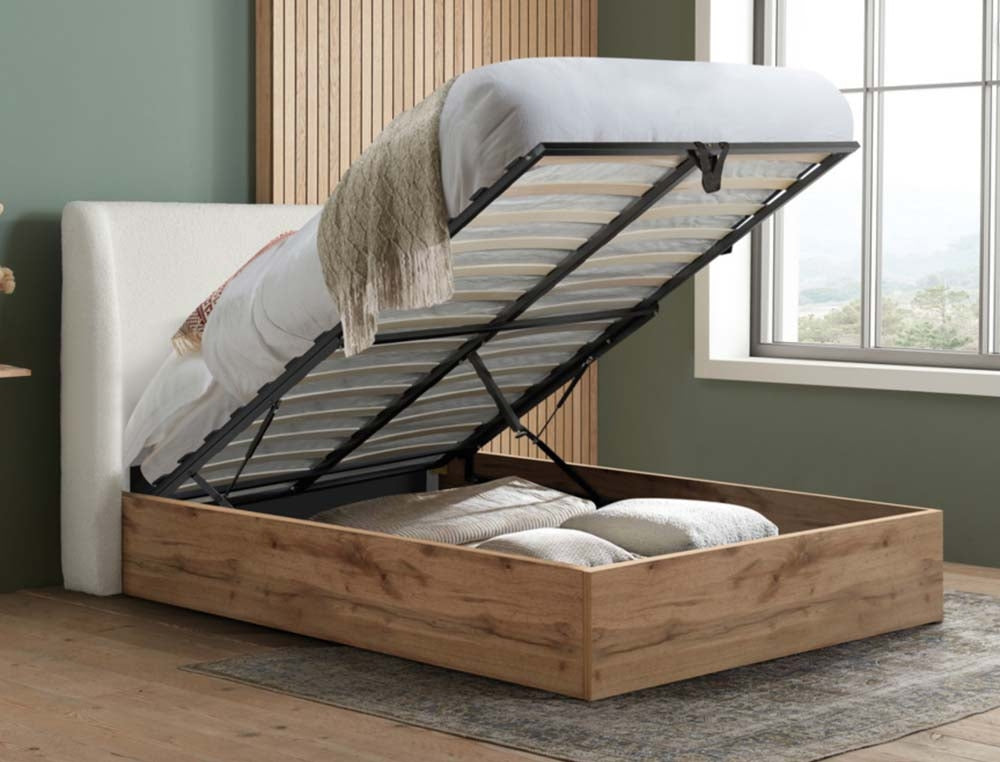 Halfren White Double Ottoman Bed Frame
